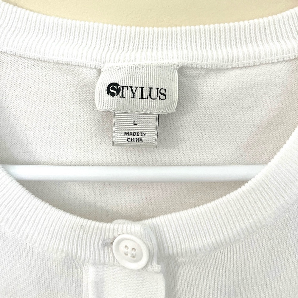 STYLUS White Lightweight Button-Front Cardigan Sw… - image 4